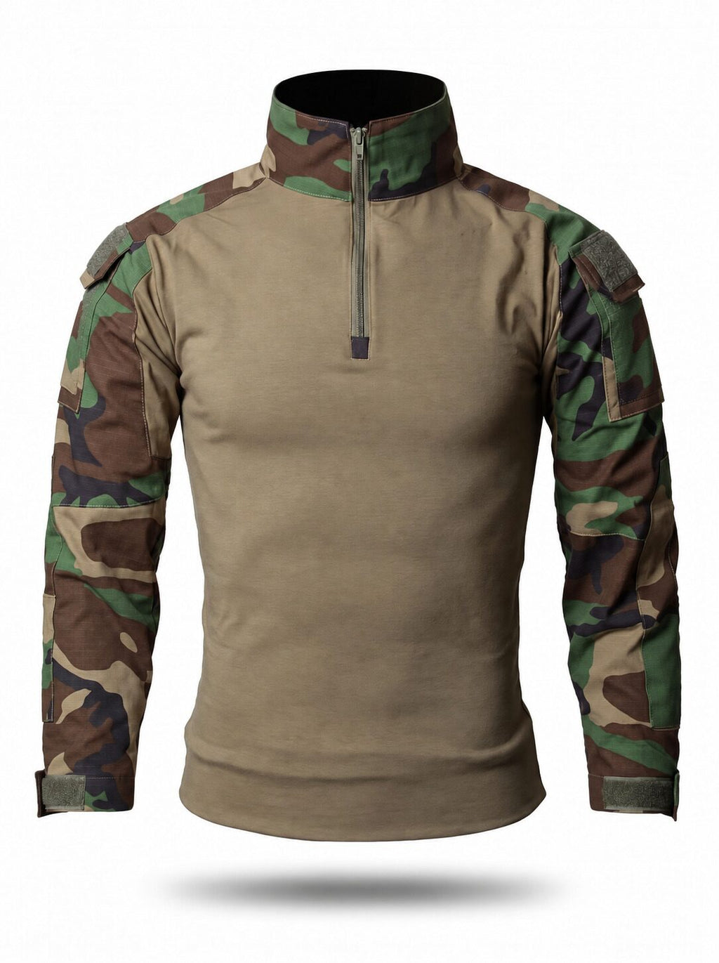 Quarter-Zip Ripstop Utility Work Shirt with Sleeve Pocket