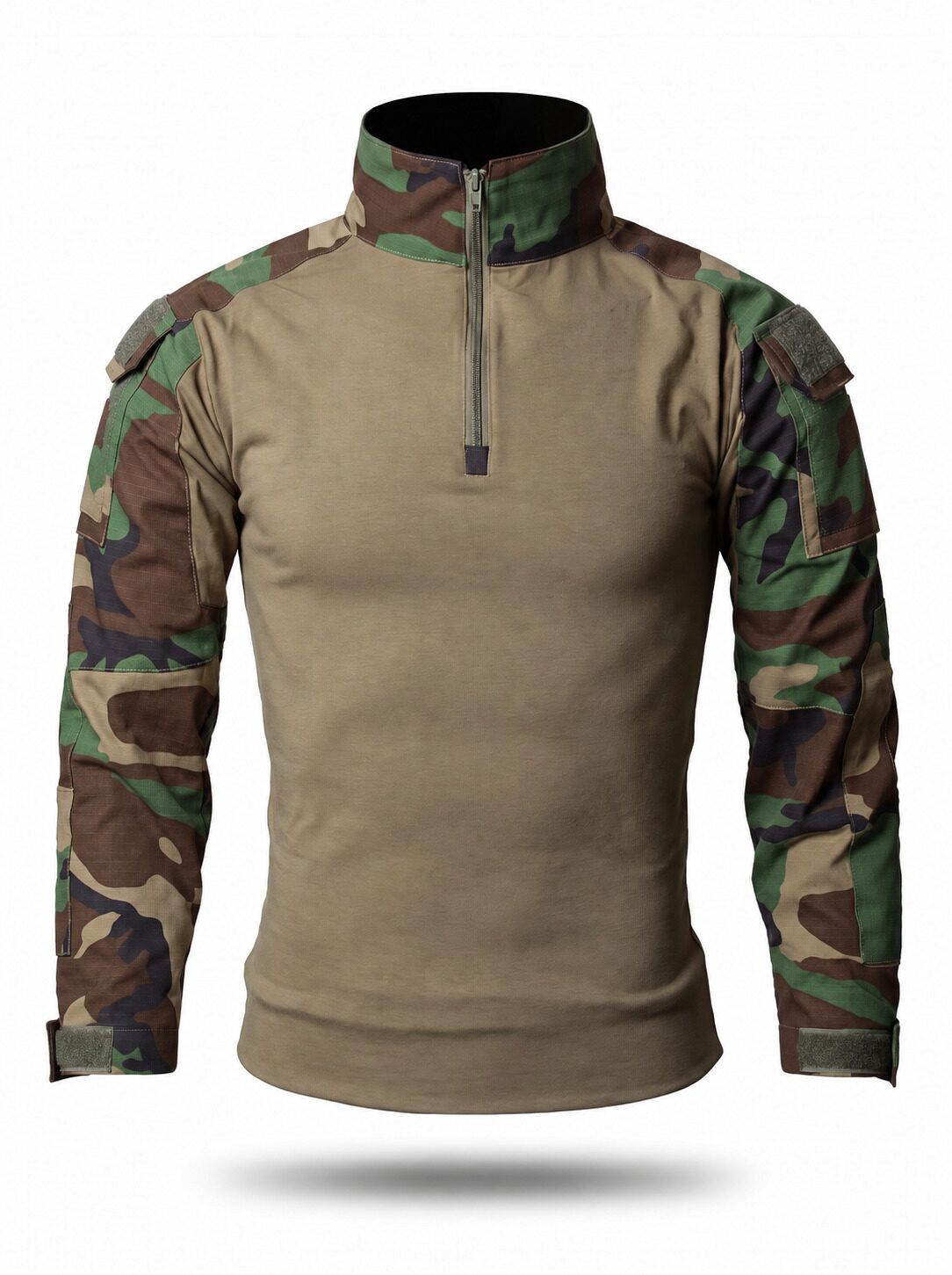 Quarter-Zip Ripstop Utility Work Shirt with Sleeve Pocket