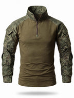 Quarter-Zip Ripstop Utility Work Shirt with Sleeve Pocket
