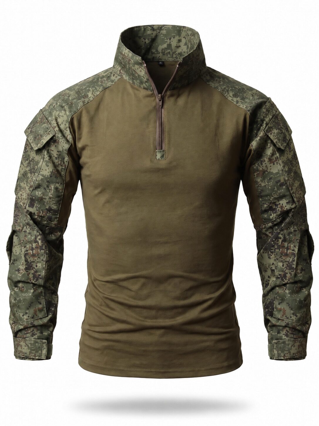 Quarter-Zip Ripstop Utility Work Shirt with Sleeve Pocket