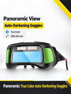 Compact Auto-Darkening Welding Goggles with Wide-View Lens
