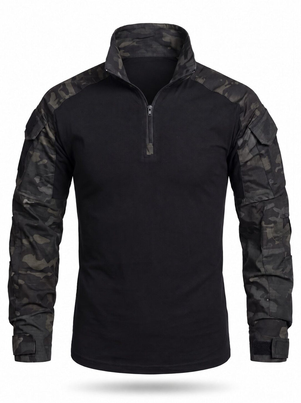 Quarter-Zip Ripstop Utility Work Shirt with Sleeve Pocket
