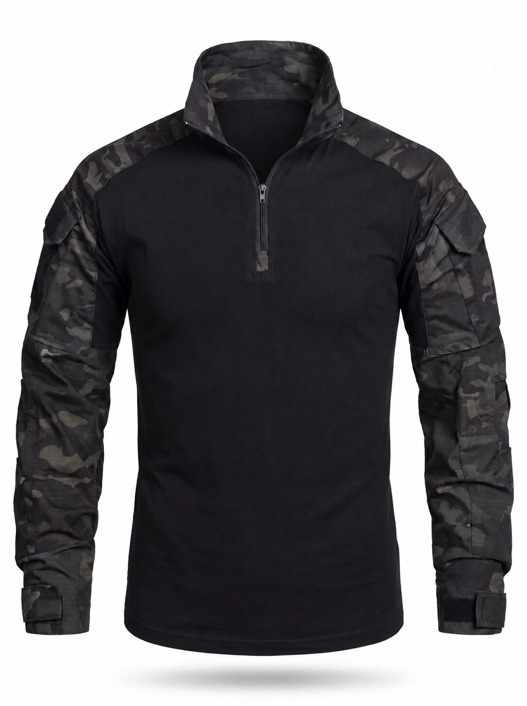 Quarter-Zip Ripstop Utility Work Shirt with Sleeve Pocket