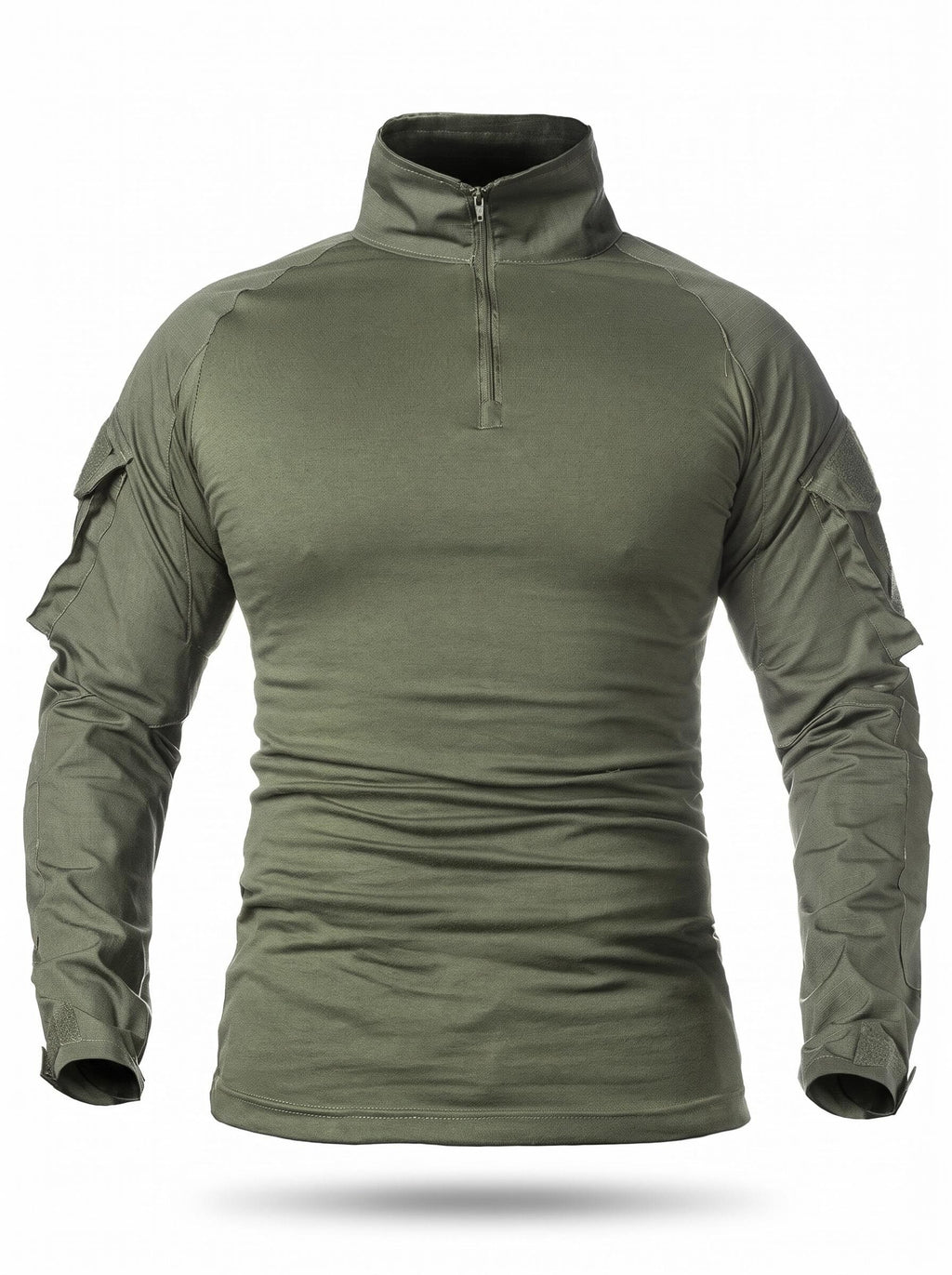 Quarter-Zip Ripstop Utility Work Shirt with Sleeve Pocket