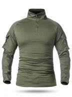 Quarter-Zip Ripstop Utility Work Shirt with Sleeve Pocket
