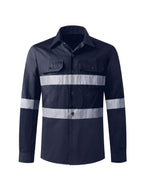 Reflective Long-Sleeve Work Shirt with Chest Pockets