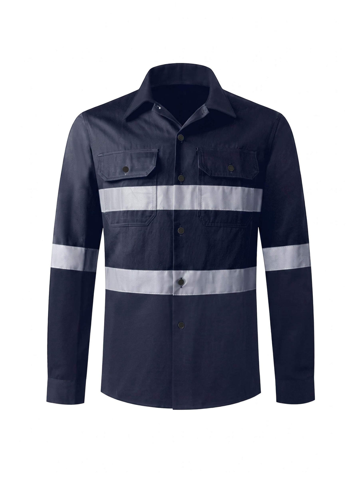 Reflective Long-Sleeve Work Shirt with Chest Pockets