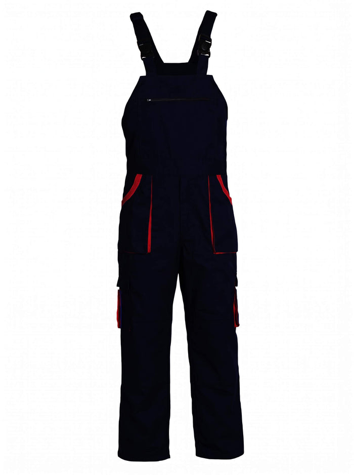 Multi-Pocket Work Bib Overalls with Zippered Chest Pocket