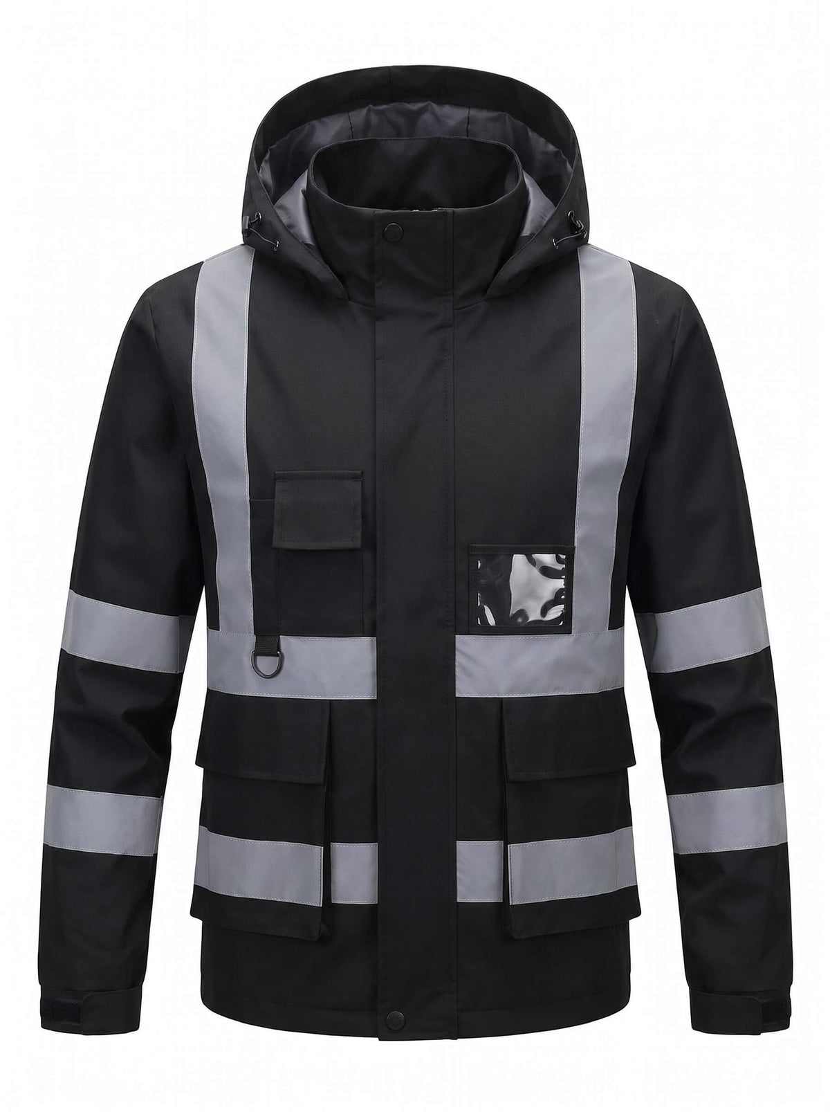 Waterproof Reflective Work Jacket with Detachable Hood