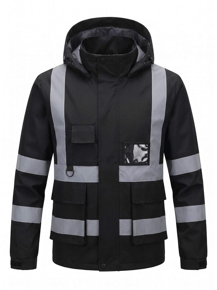 Waterproof Reflective Work Jacket with Detachable Hood