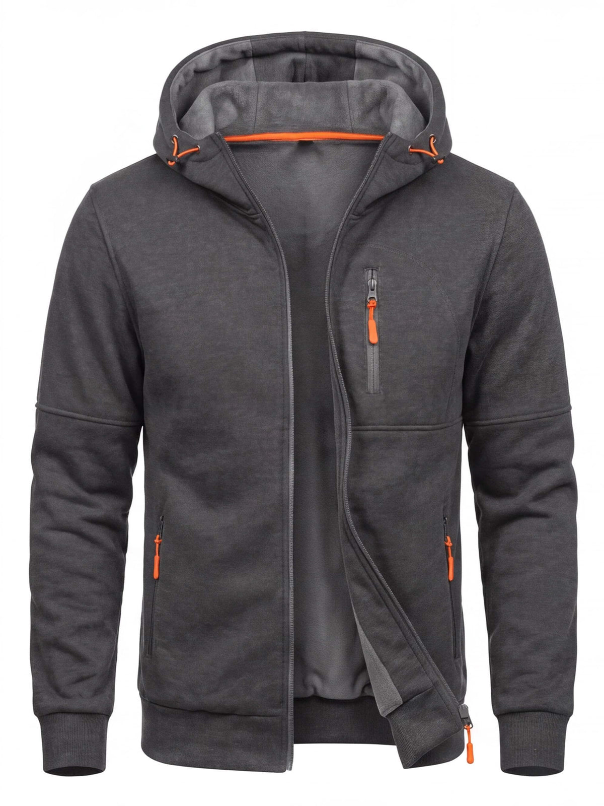 Slim-Fit Full-Zip Work Hoodie with Zip Pockets
