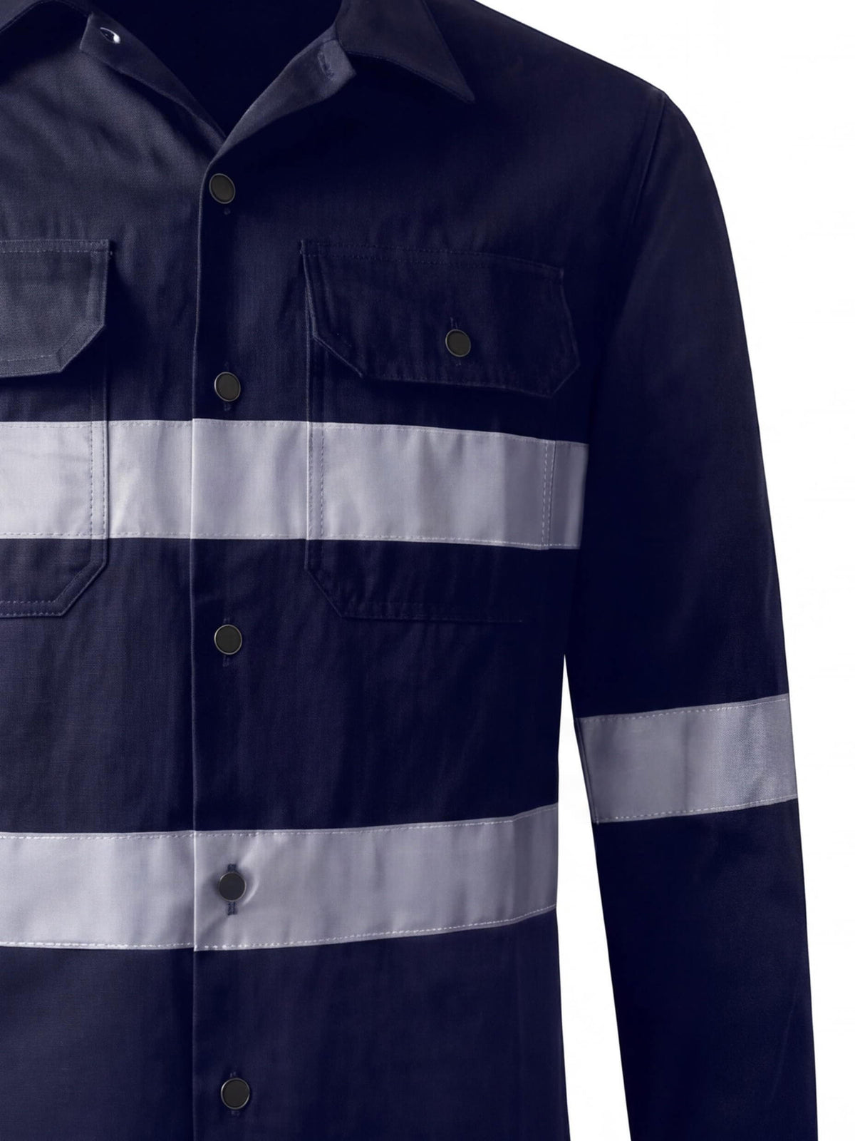 Reflective Long-Sleeve Work Shirt with Chest Pockets