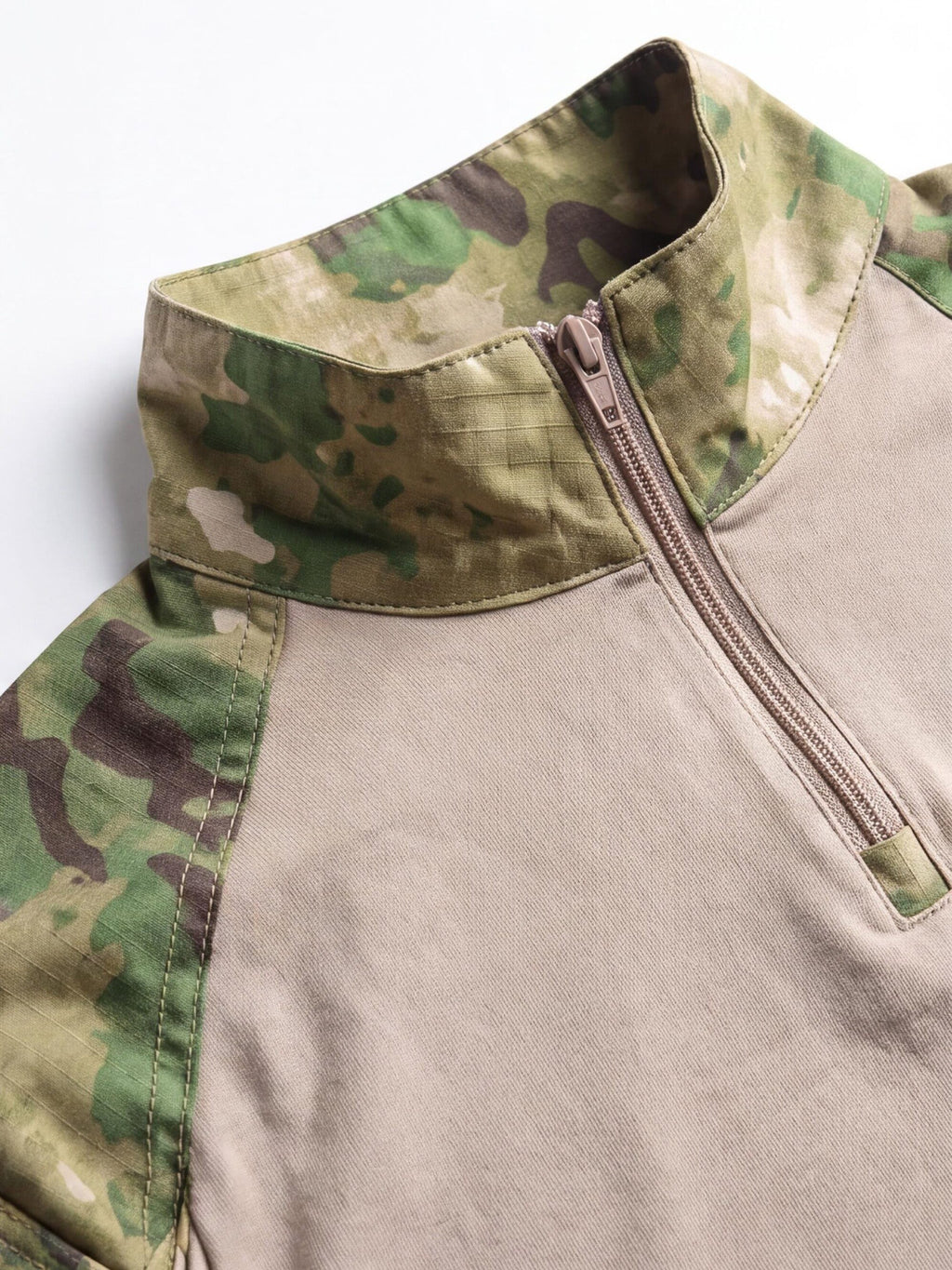 Quarter-Zip Ripstop Utility Work Shirt with Sleeve Pocket