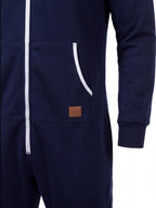 Men's Hooded Fleece One-Piece Work Jumpsuit