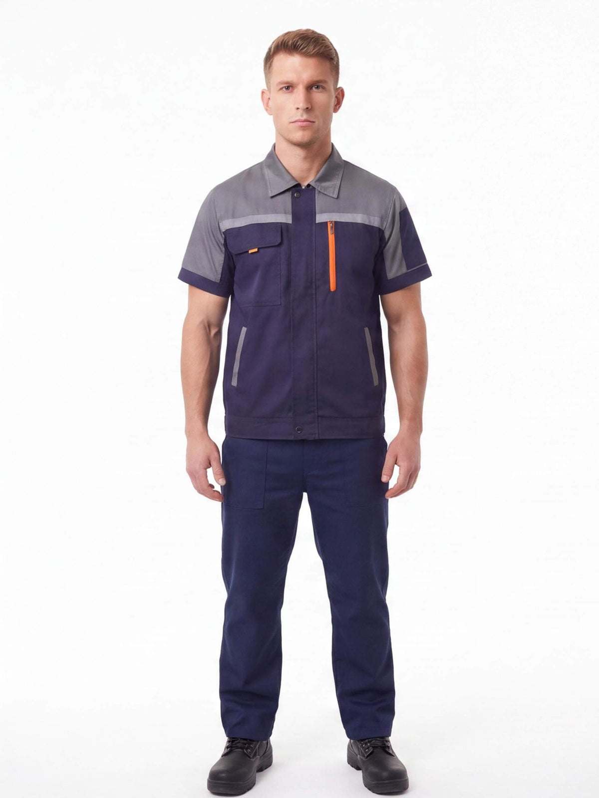 Short-Sleeve Multi-Pocket Mechanic Work Shirt