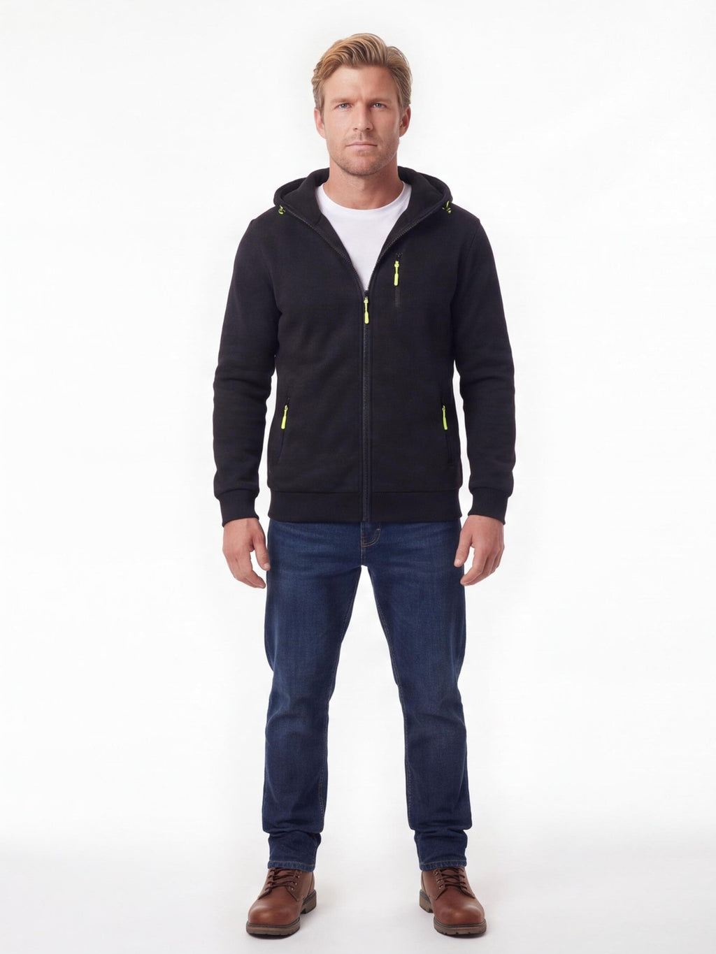 Full-Zip Hooded Work Sweatshirt with Zippered Pockets