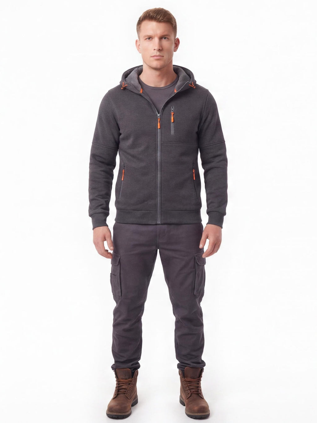 Slim-Fit Full-Zip Work Hoodie with Zip Pockets