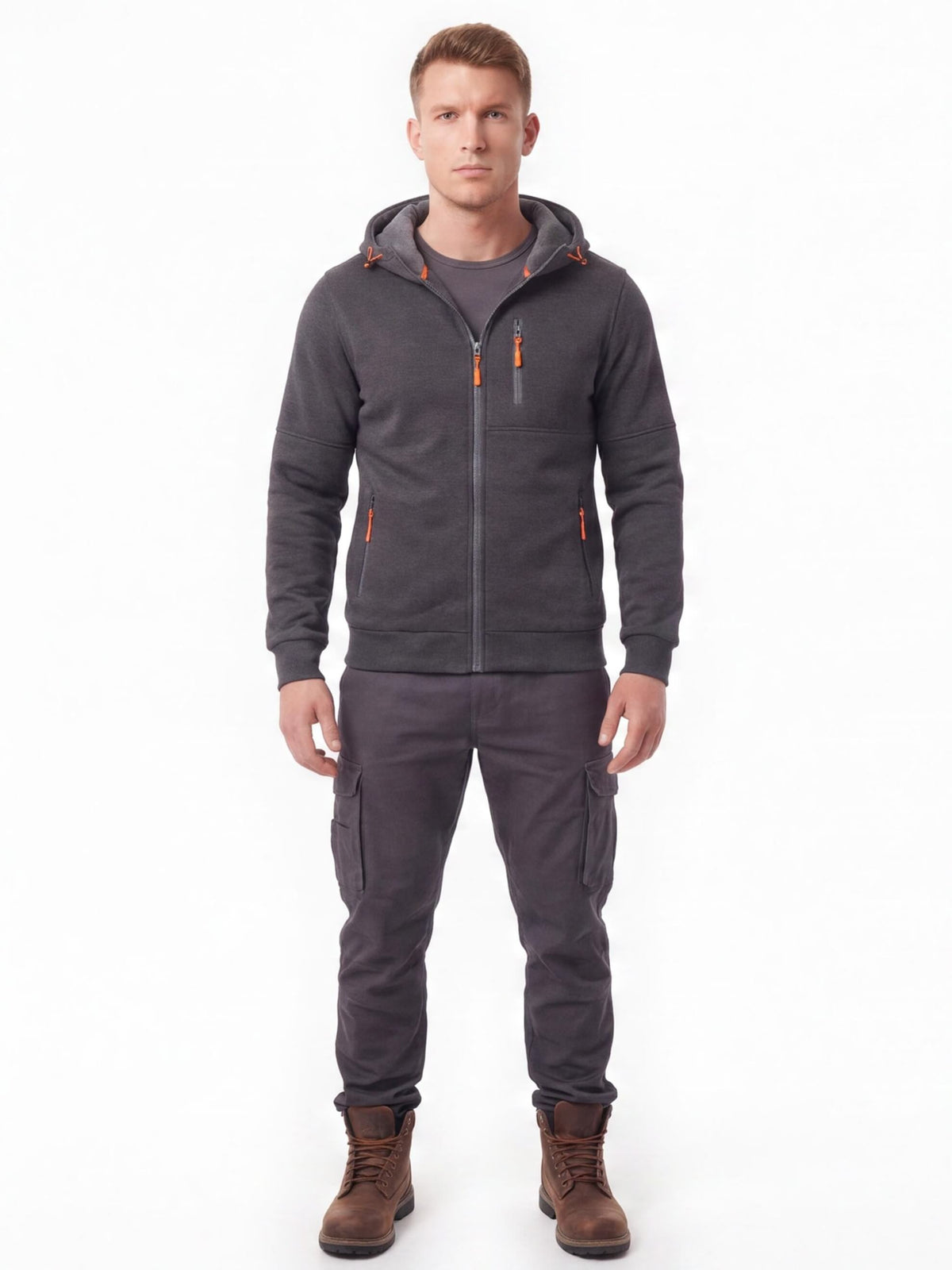 Slim-Fit Full-Zip Work Hoodie with Zip Pockets