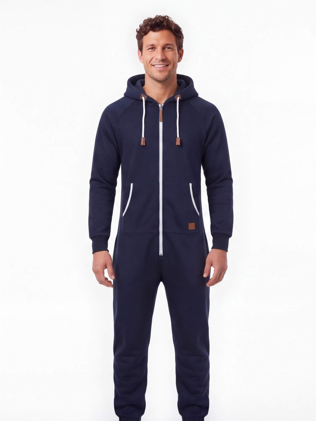 Men's Hooded Fleece One-Piece Work Jumpsuit