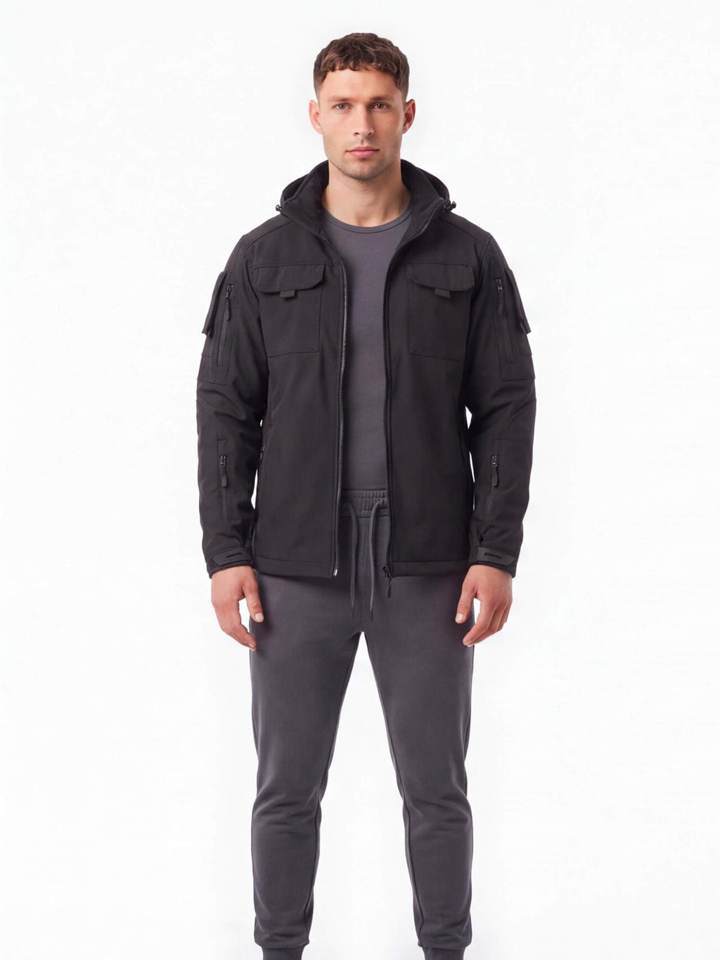 Fleece-Lined Windproof Multi-Pocket Work Jacket