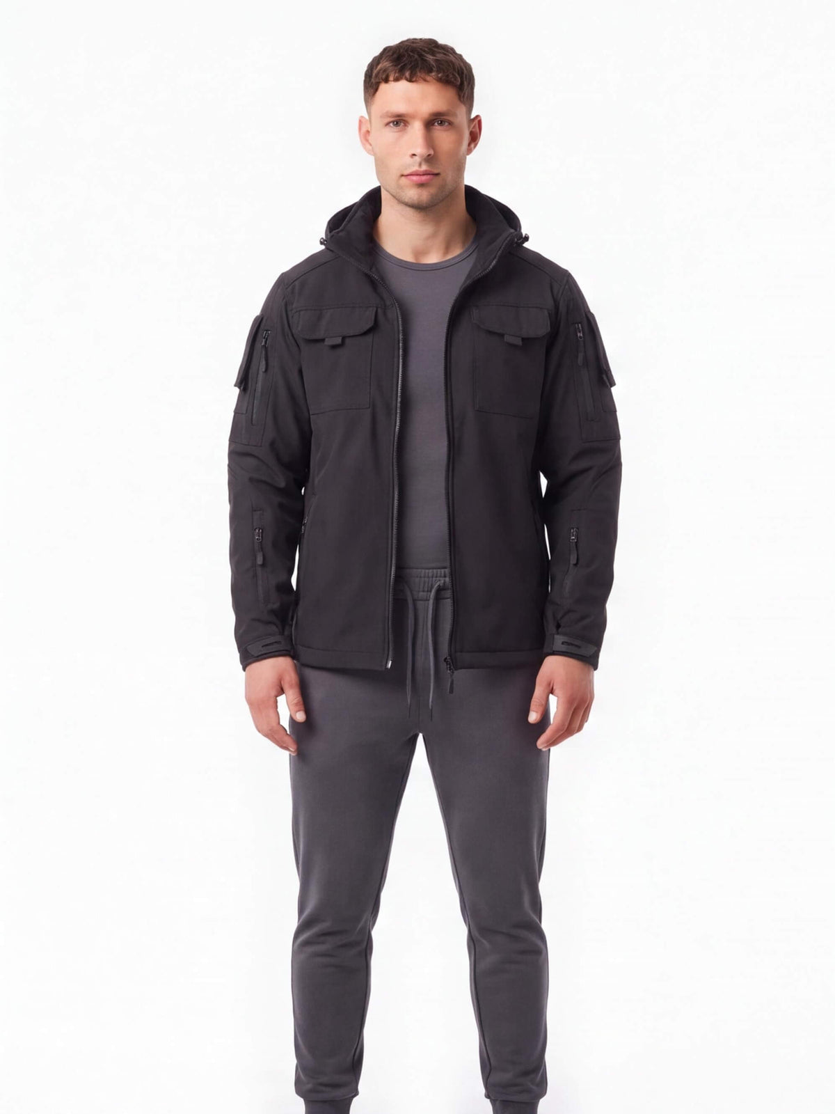 Fleece-Lined Windproof Multi-Pocket Work Jacket