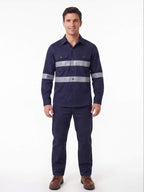 Reflective Long-Sleeve Work Shirt with Chest Pockets