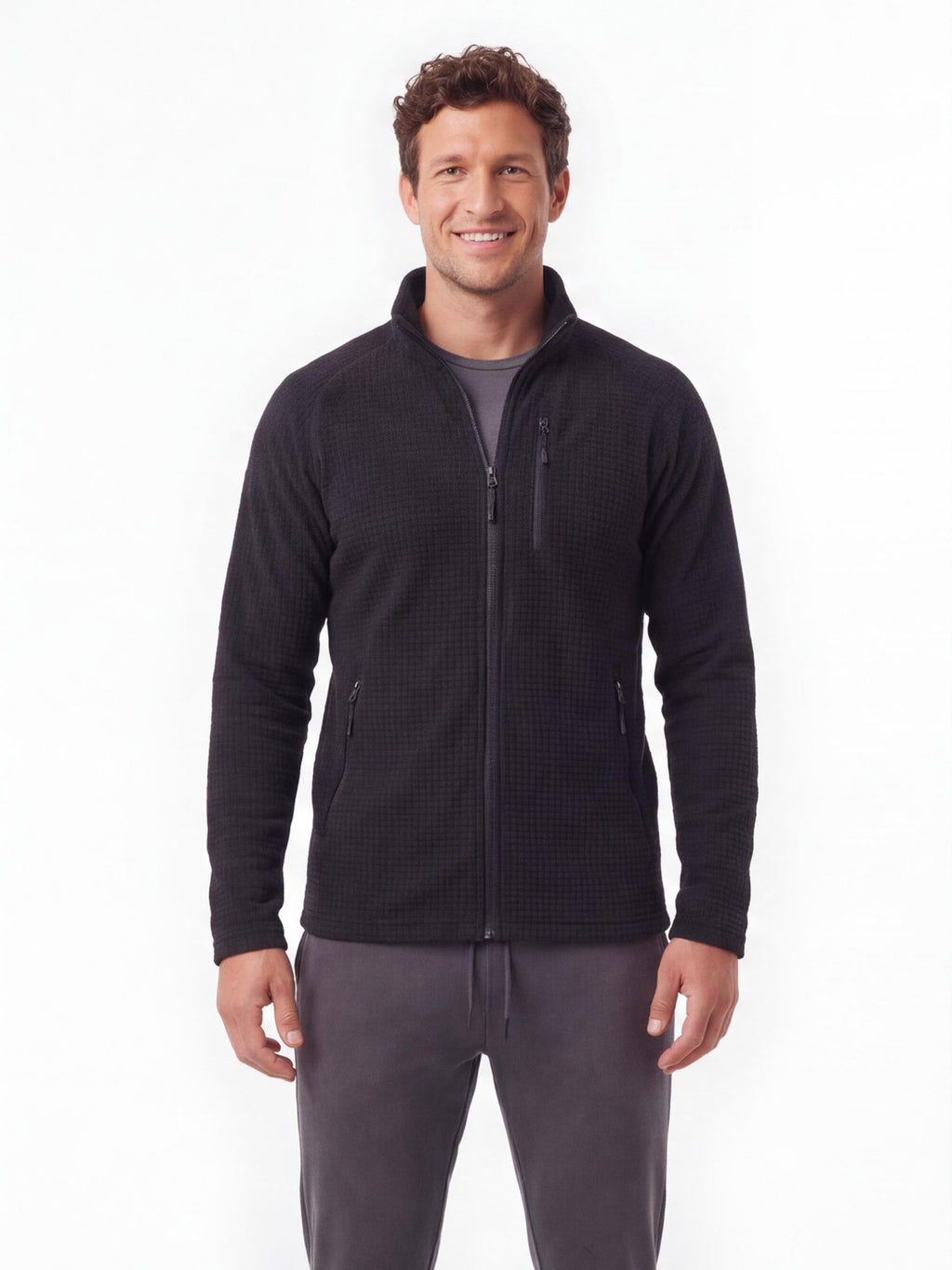 Lightweight Grid Fleece Work Jacket for Cold Weather