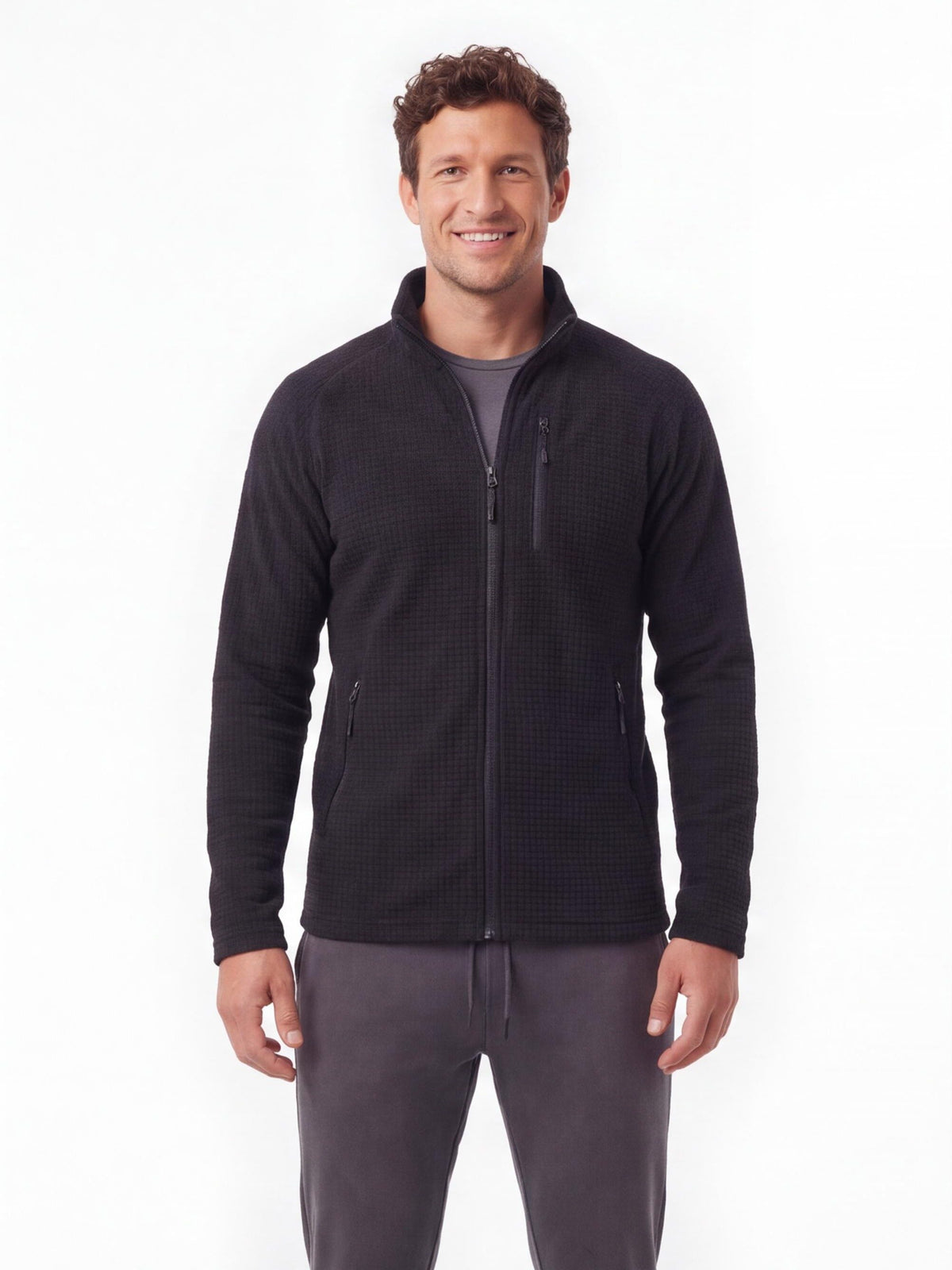 Lightweight Grid Fleece Work Jacket for Cold Weather
