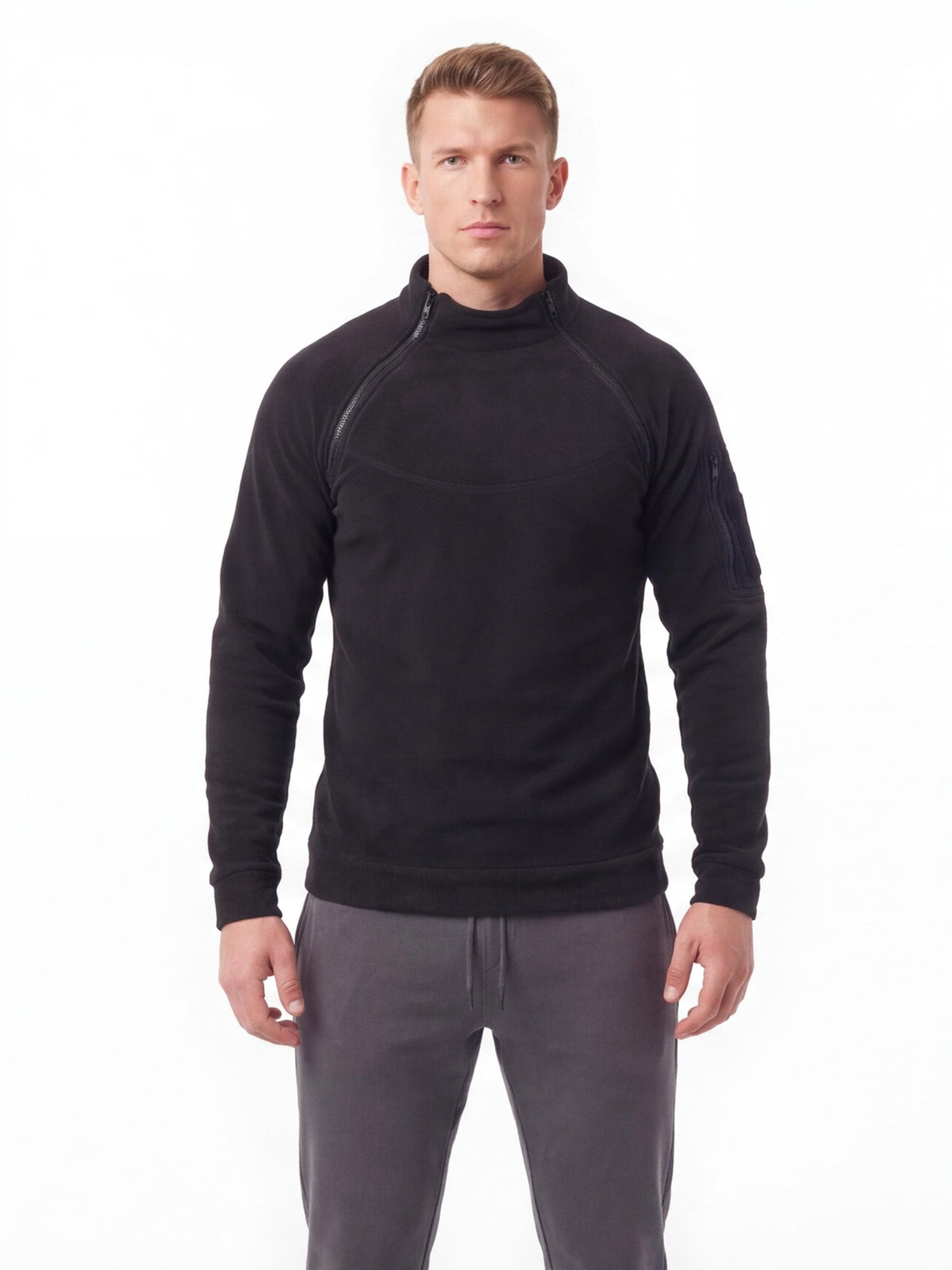 Warm Windproof Fleece Quarter-Zip Work Pullover
