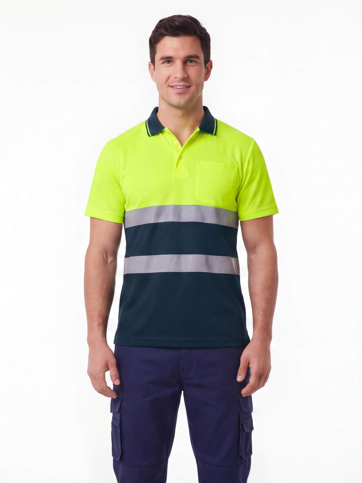 Hi-Vis Reflective Quick-Dry Short-Sleeve Work Polo
