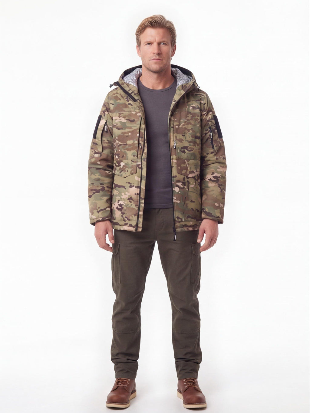 Thickened Windproof Winter Work Parka with Hood