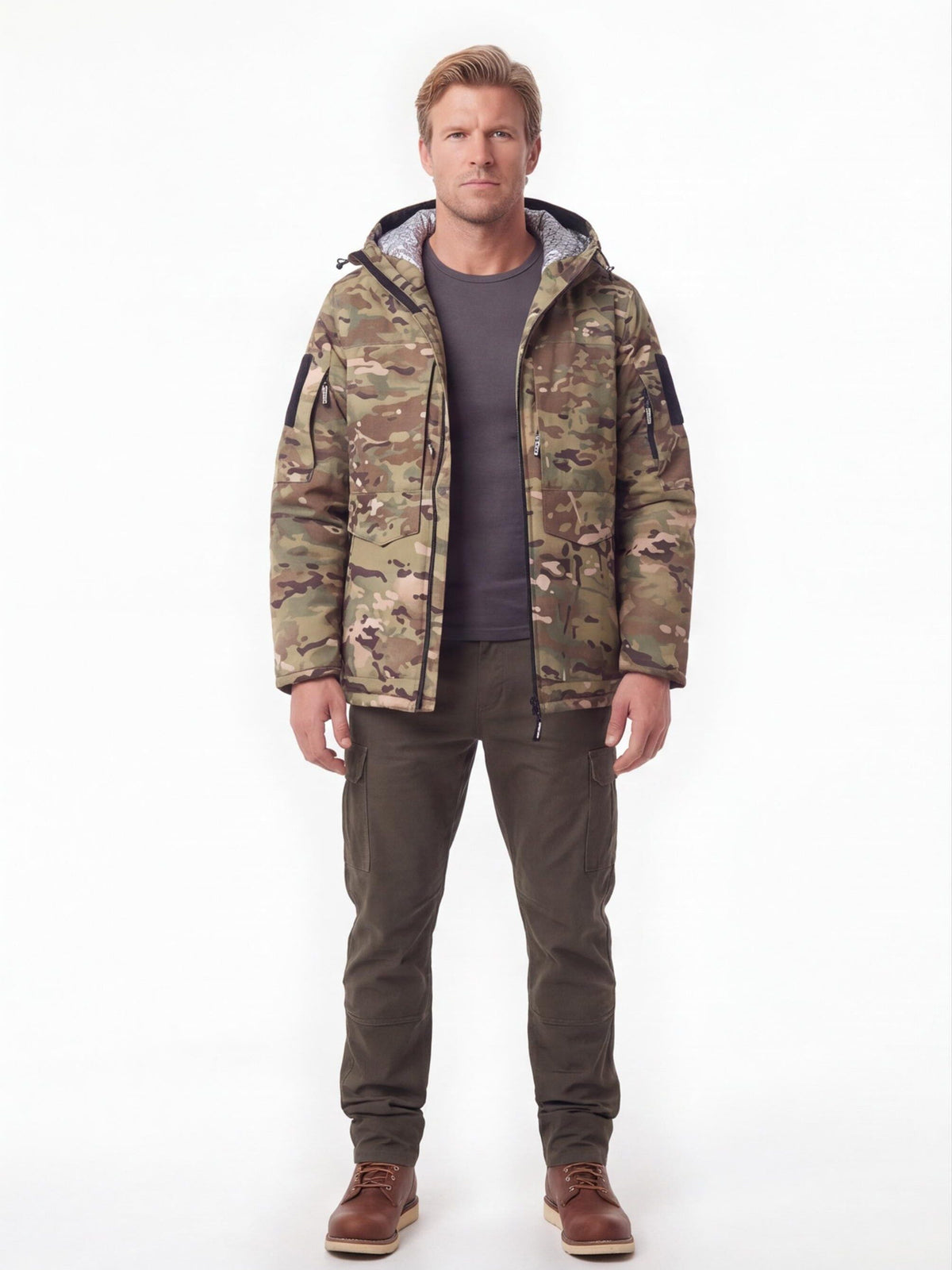 Thickened Windproof Winter Work Parka with Hood
