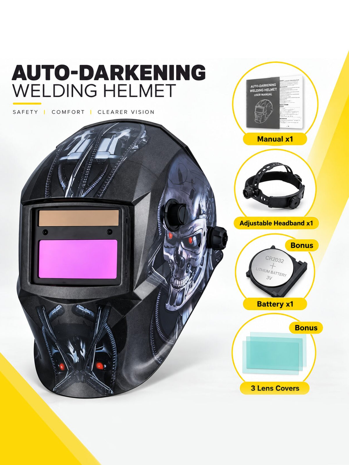Solar Auto-Darkening Welding Helmet for MIG TIG & Cutting