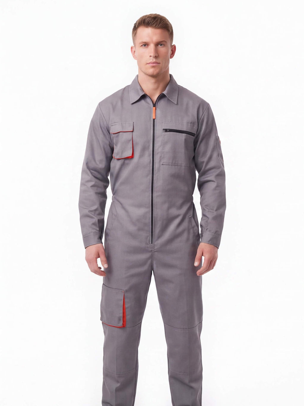 Men's Zip-Front Work Coverall with Utility Pockets