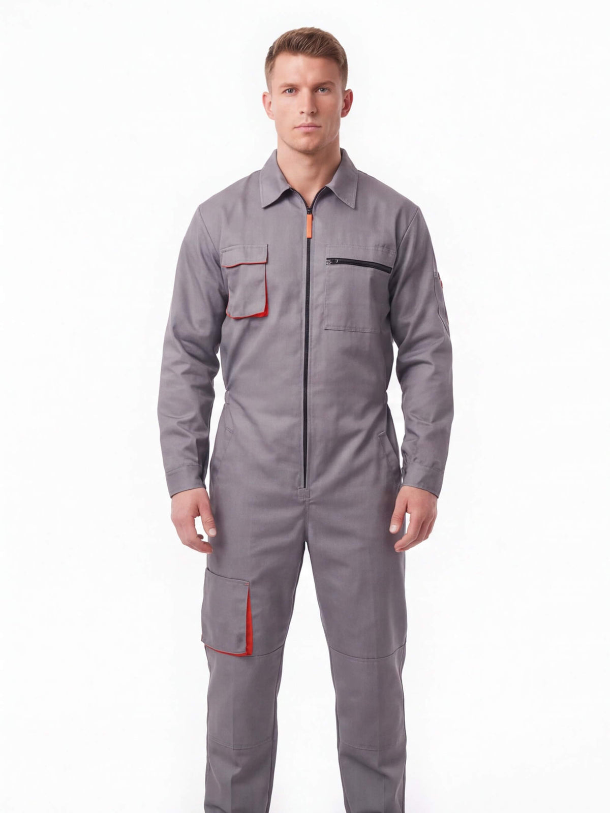 Men's Zip-Front Work Coverall with Utility Pockets