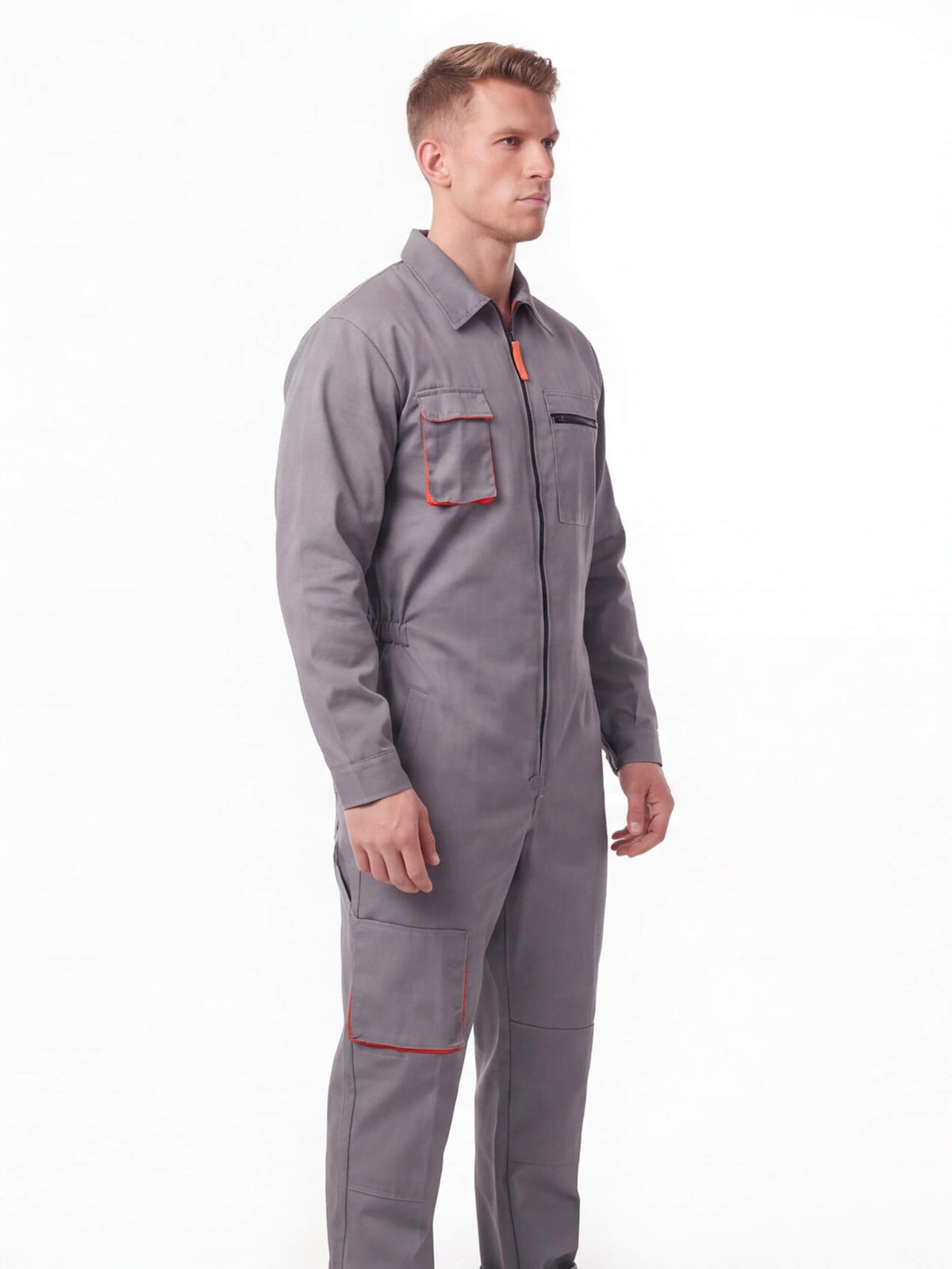 Men's Zip-Front Work Coverall with Utility Pockets