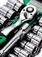 Compact Multi-Drive Ratchet Socket Set for Mechanics