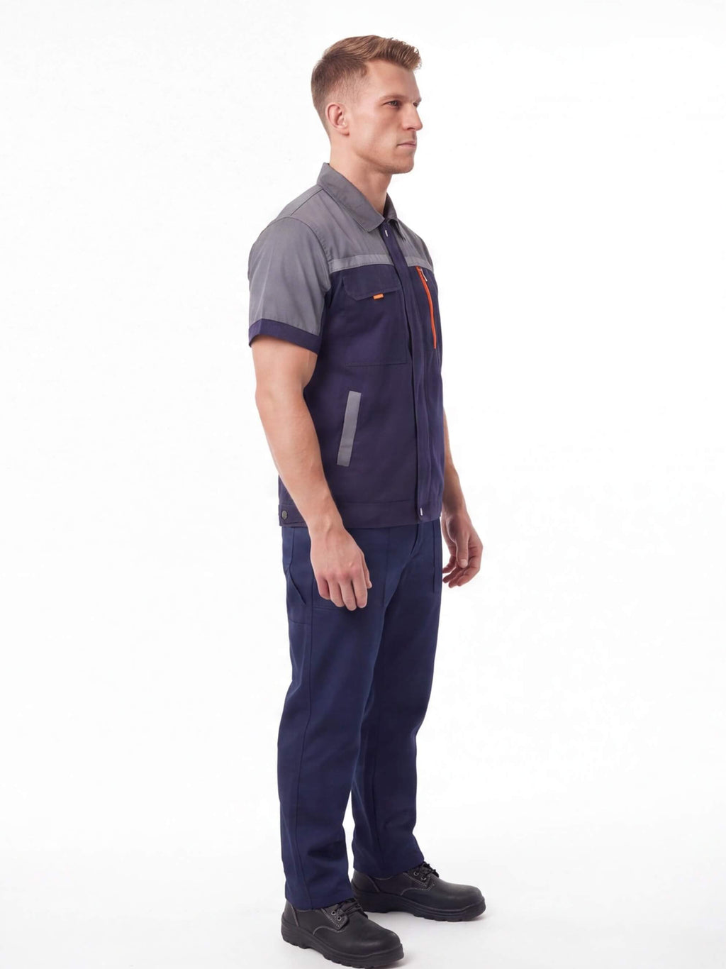 Short-Sleeve Multi-Pocket Mechanic Work Shirt