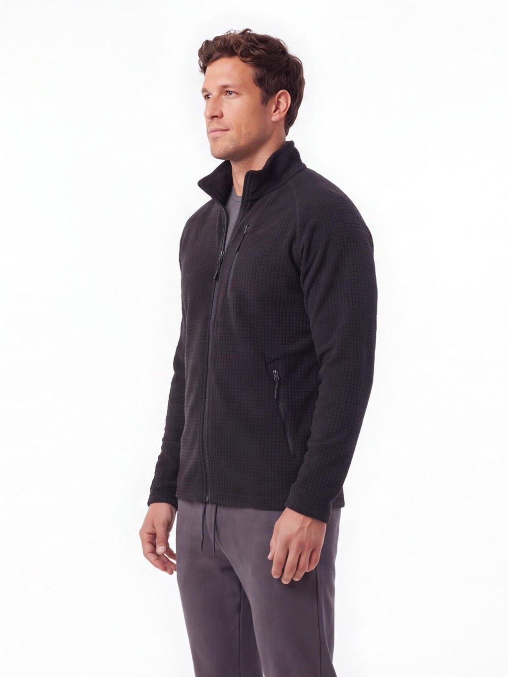 Lightweight Grid Fleece Work Jacket for Cold Weather