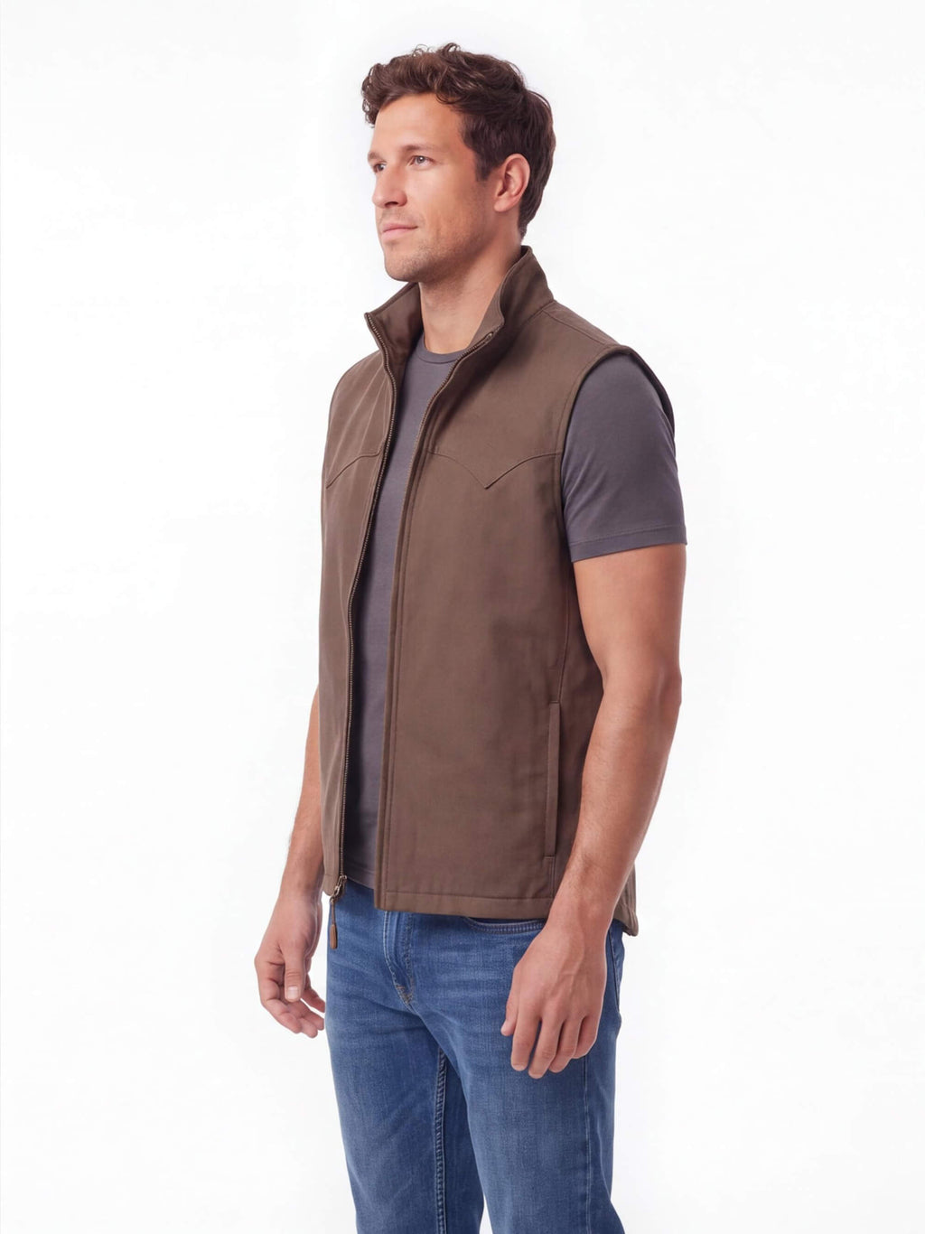 Sleeveless Zip Work Vest with Pockets