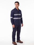 Reflective Long-Sleeve Work Shirt with Chest Pockets
