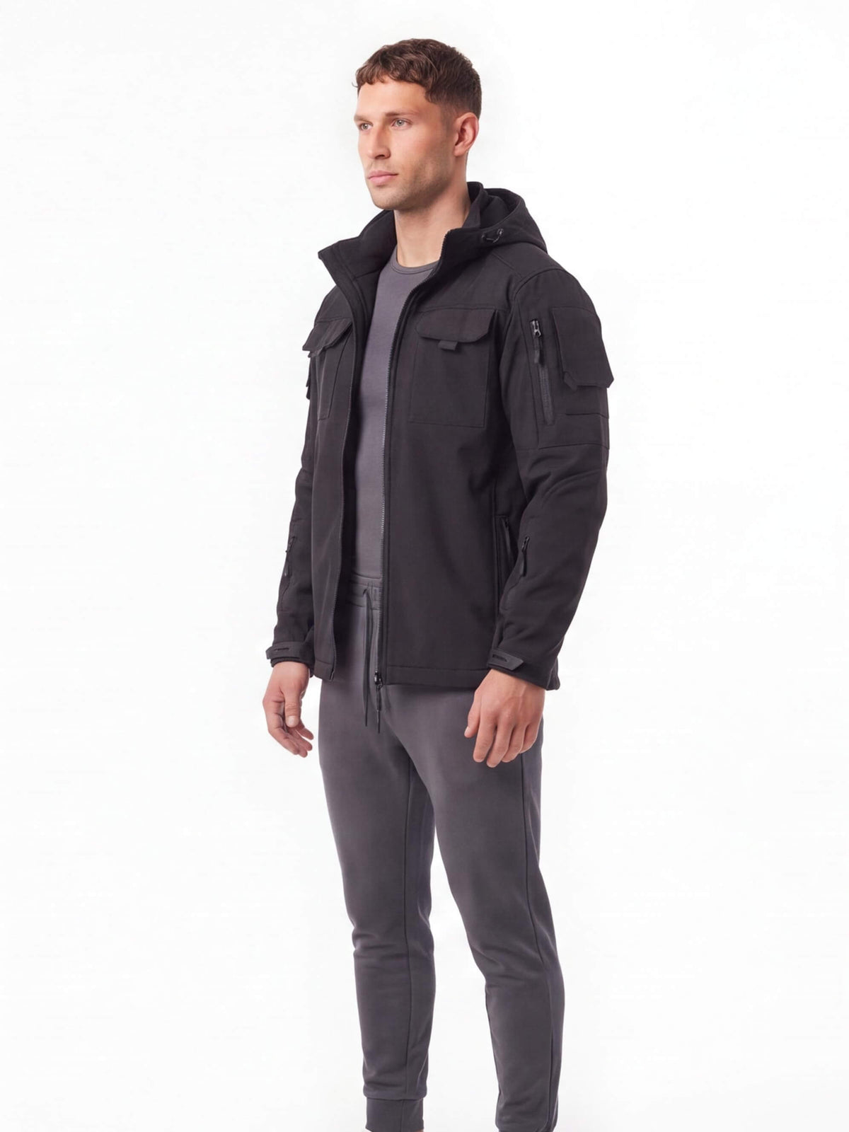 Fleece-Lined Windproof Multi-Pocket Work Jacket