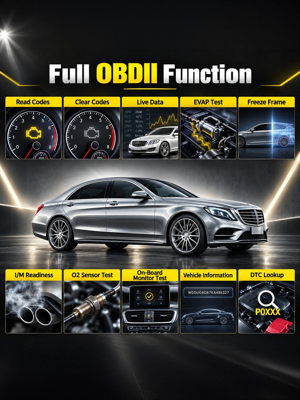 Bluetooth Full-System OBD2 Diagnostic Scanner with 15 Resets