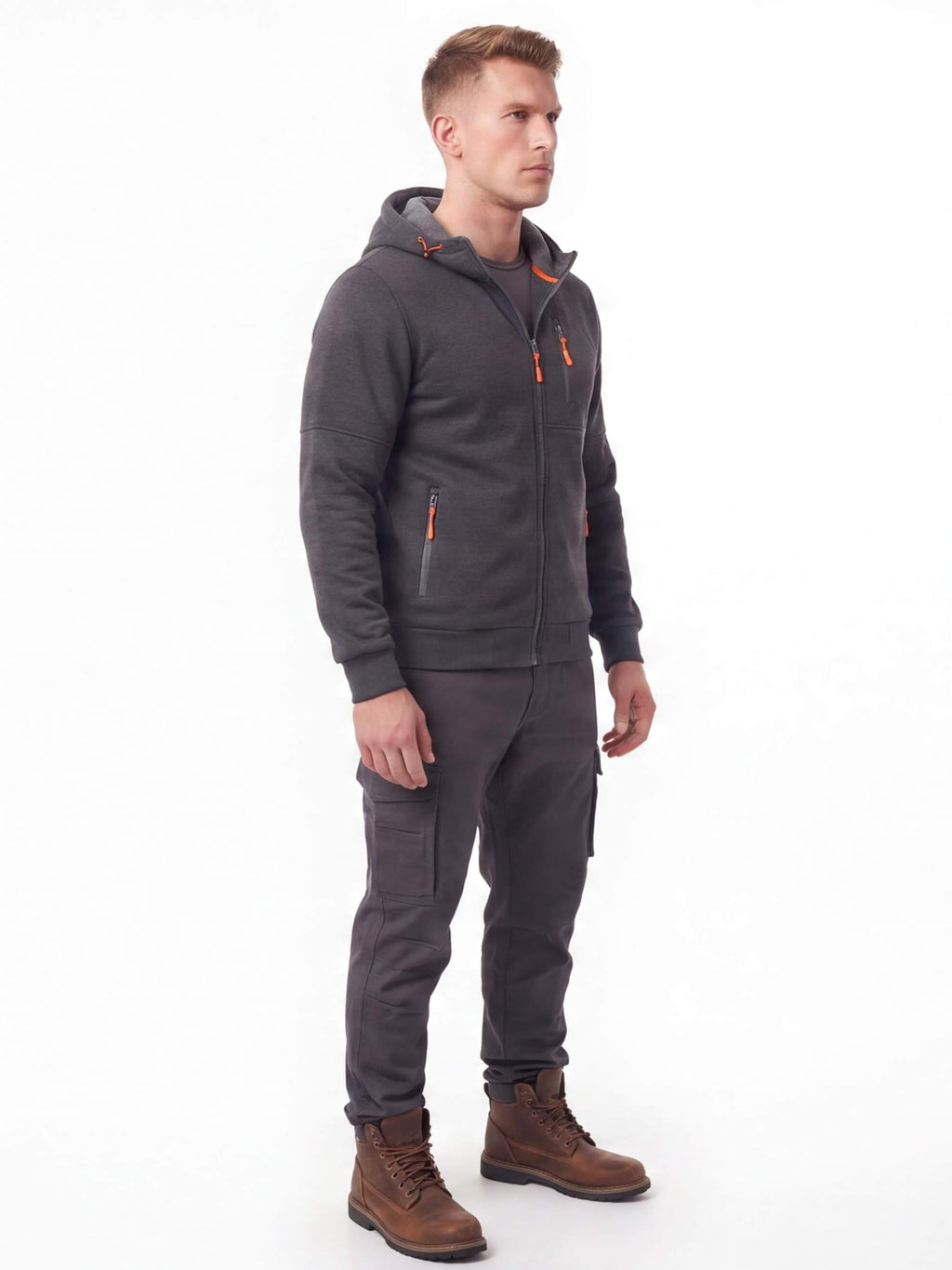 Slim-Fit Full-Zip Work Hoodie with Zip Pockets