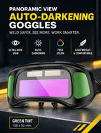 Compact Auto-Darkening Welding Goggles with Wide-View Lens