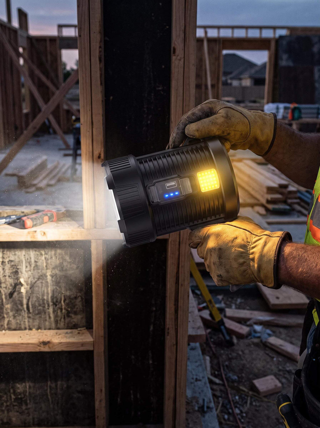 Rechargeable Solar Work Spotlight with Side Light
