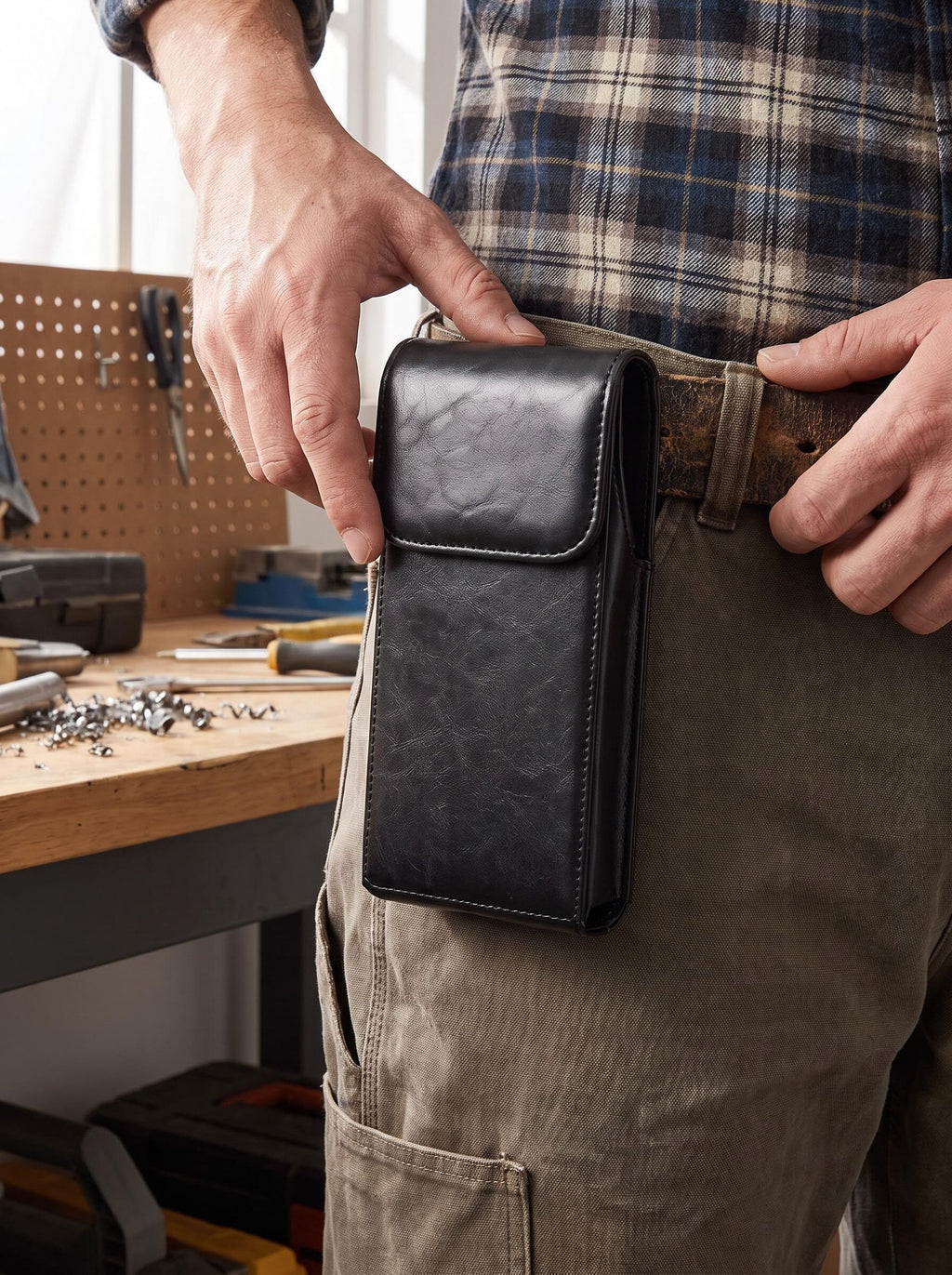 Magnetic Belt-Mounted Work Phone Holster