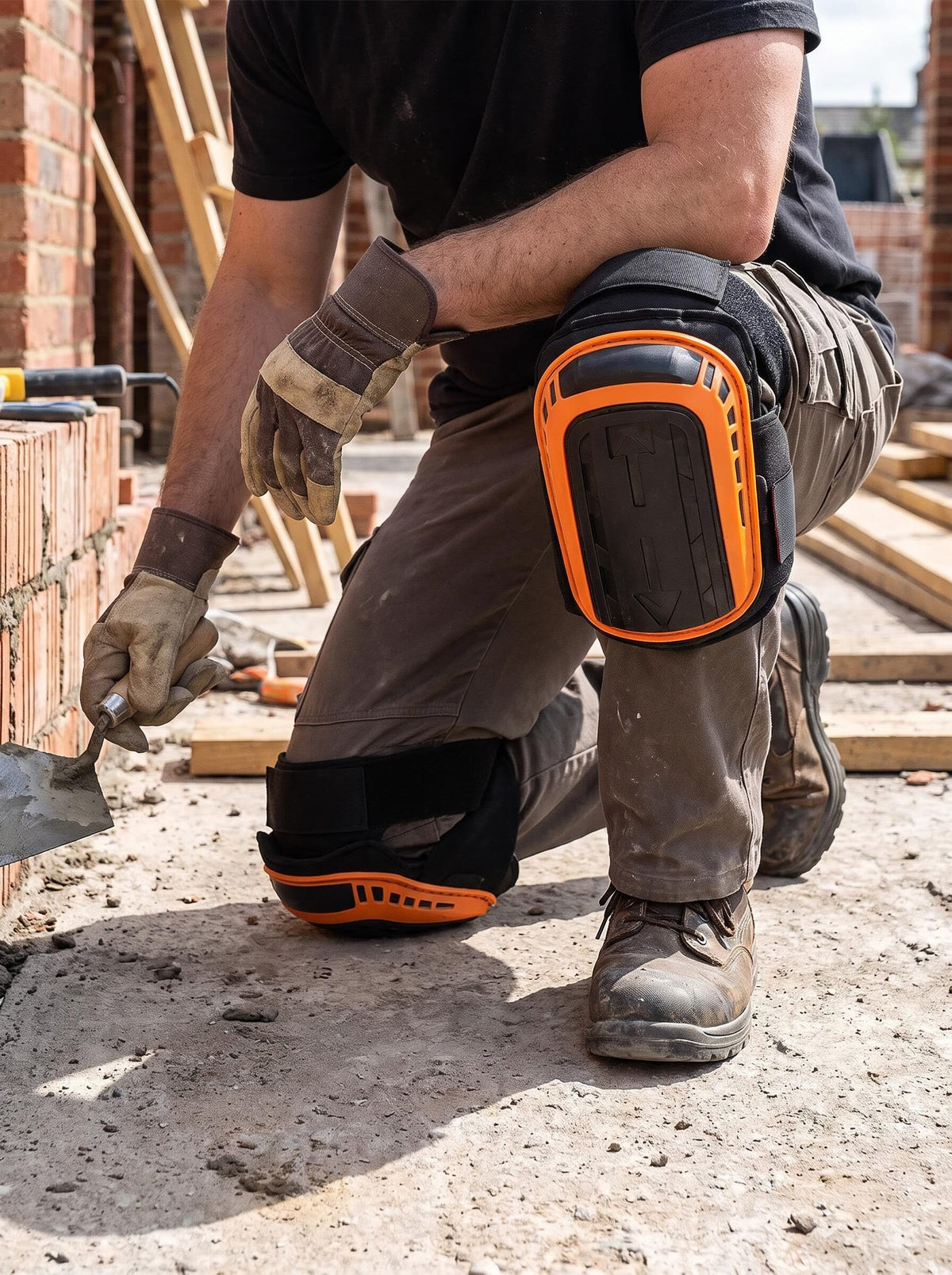 Heavy-Duty Hard-Shell Work Knee Pads with Anti-Slip Straps