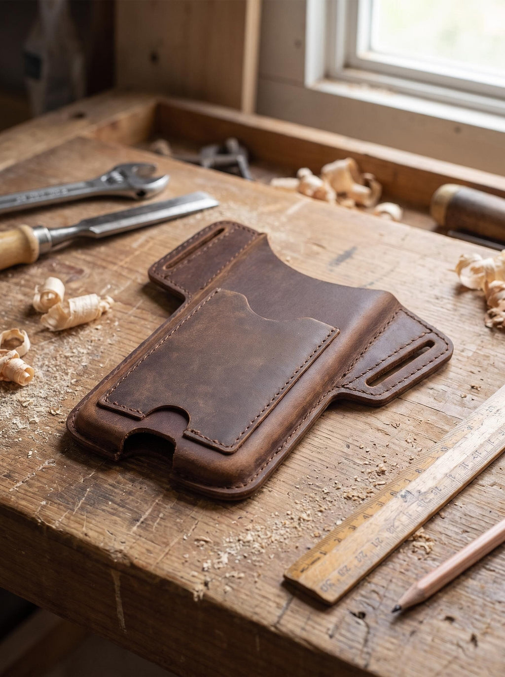 Nubuck Leather Work Phone Belt Holster