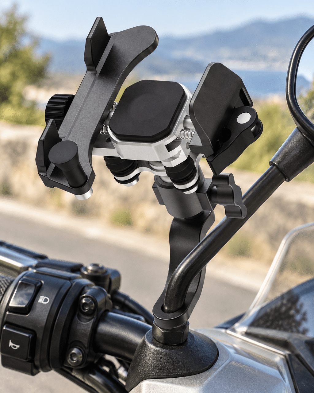 Triple Shock-Absorbing Handlebar Phone Mount